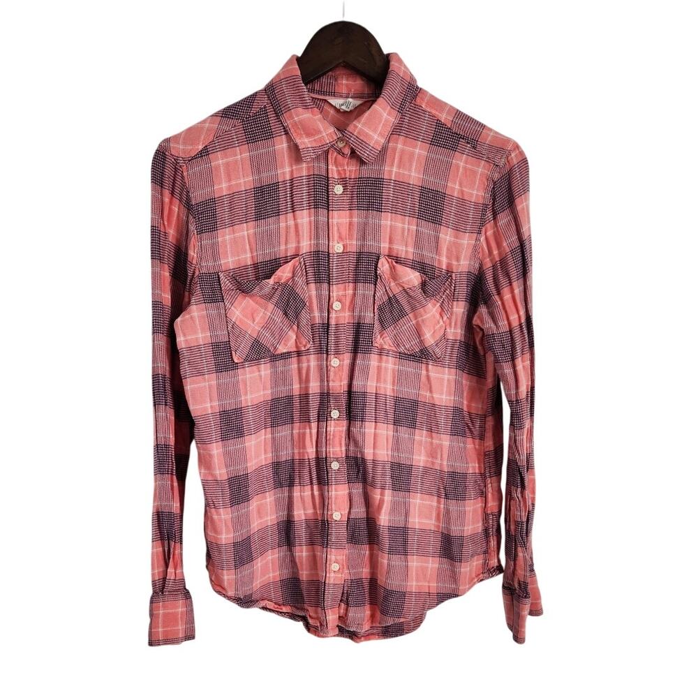 Aeropostale Pink Plaid Button-Down Top - Women's Size Large